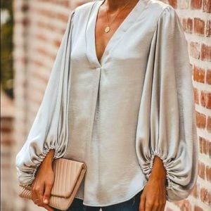 Martini Dreams Metallic Bell Sleeve Top NWOT